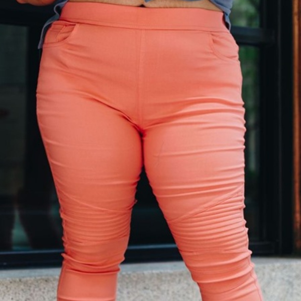 Marvelous Moto Jeggings In Coral PLUS